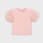 Mayoral 3001 Girl Pink Tulle Puff Sleeve T-shirt