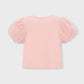 Mayoral 3001 Girl Pink Tulle Puff Sleeve T-shirt