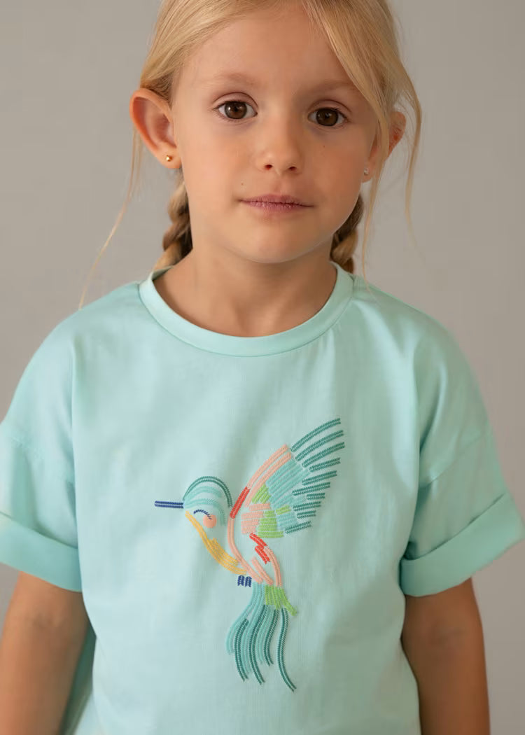 Mayoral 3016 Girl Drop Shoulder Hummingbird T-shirt