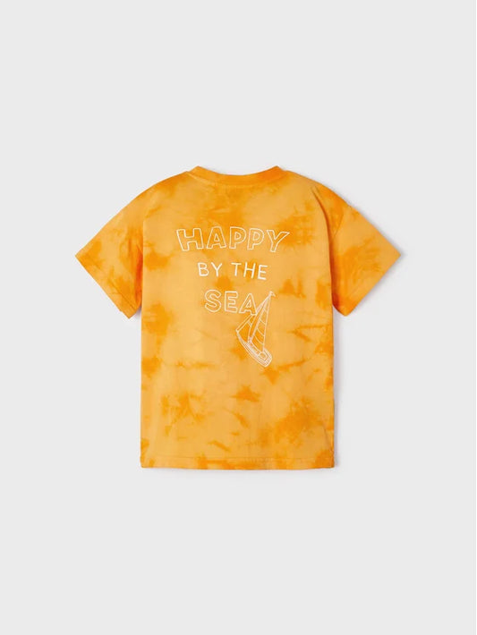 Orange Happy By The Sea Sailboat Tee