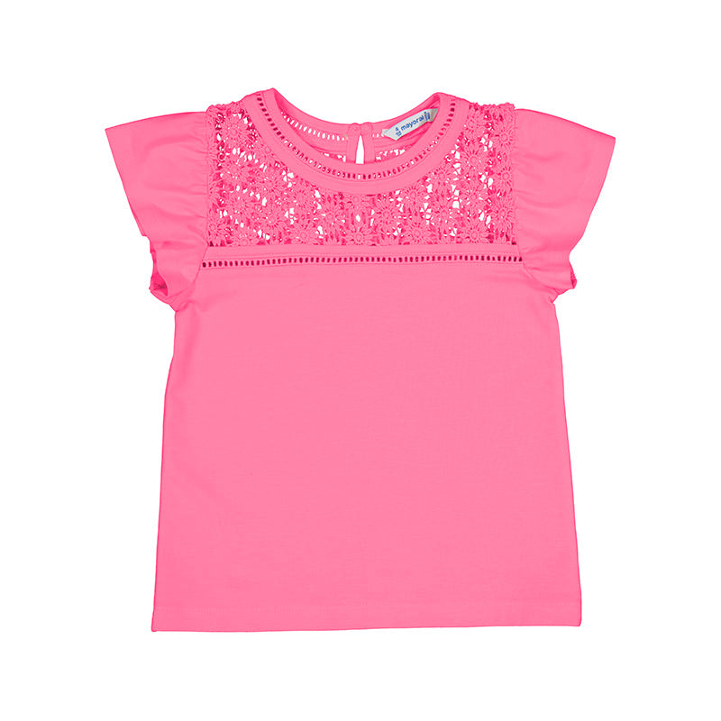 Fuchsia Lace Yoke Tee