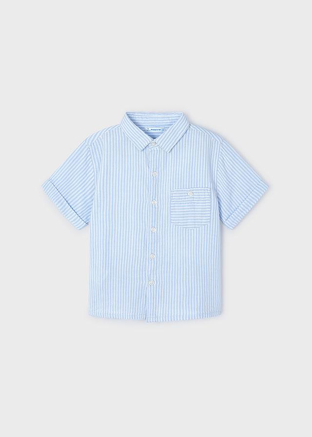 Blue and White Stripe Button Down SS Shirt