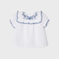 White with Blue Embroidery Detail Blouse