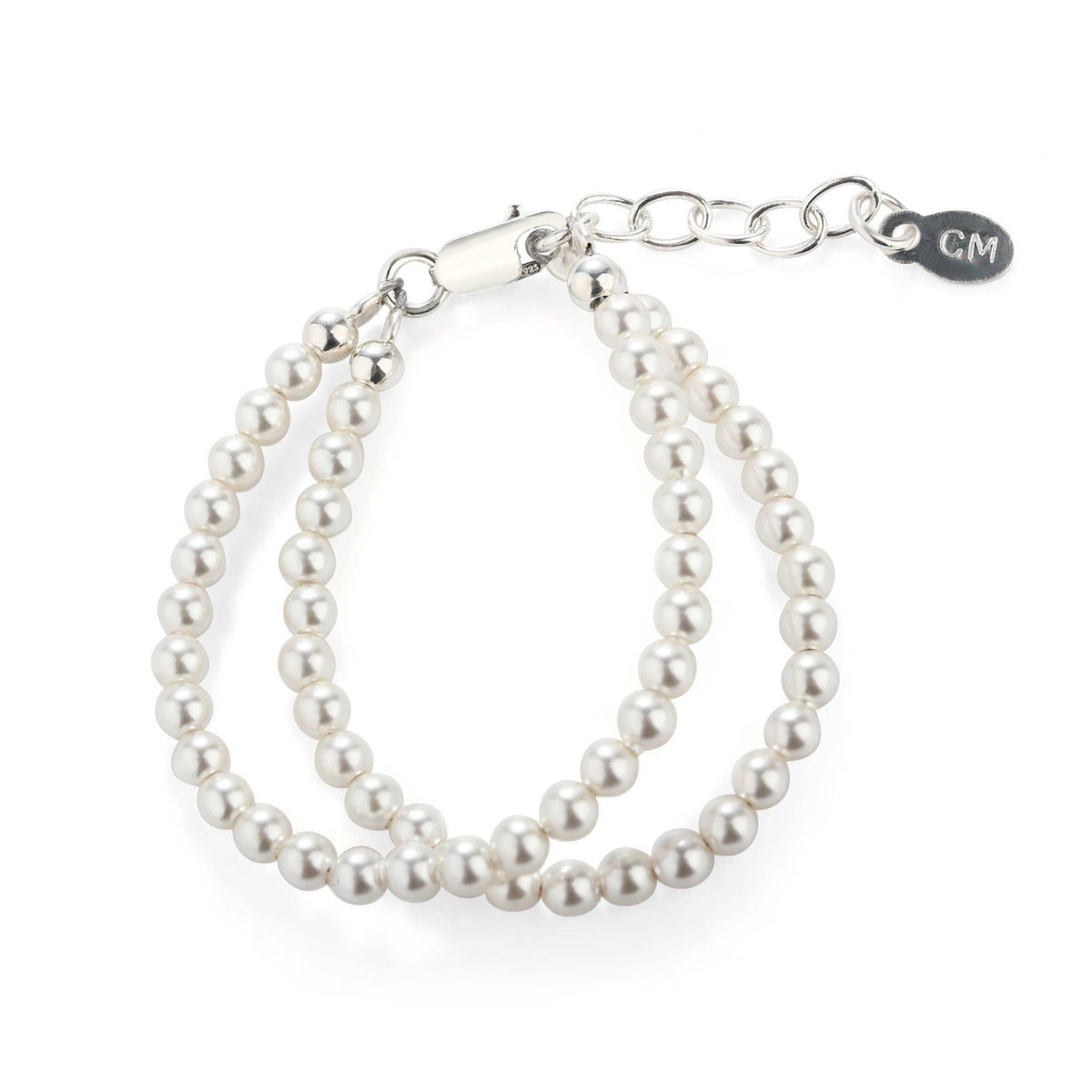 Girls Sterling Silver Double-Strand Kids Pearl Bracelet
