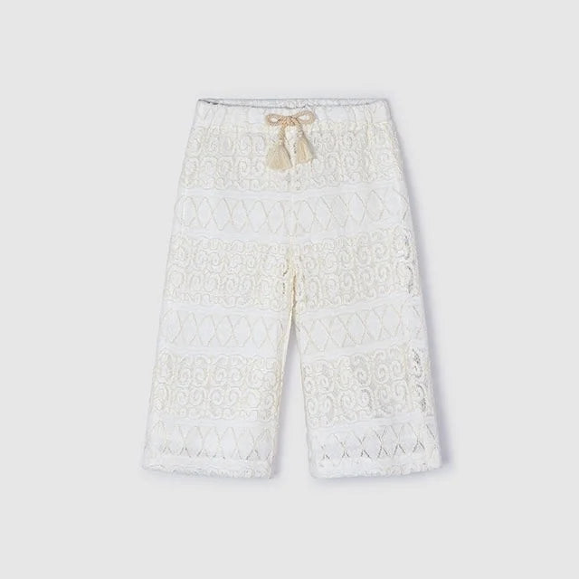 Ivory Lace Crop Pants