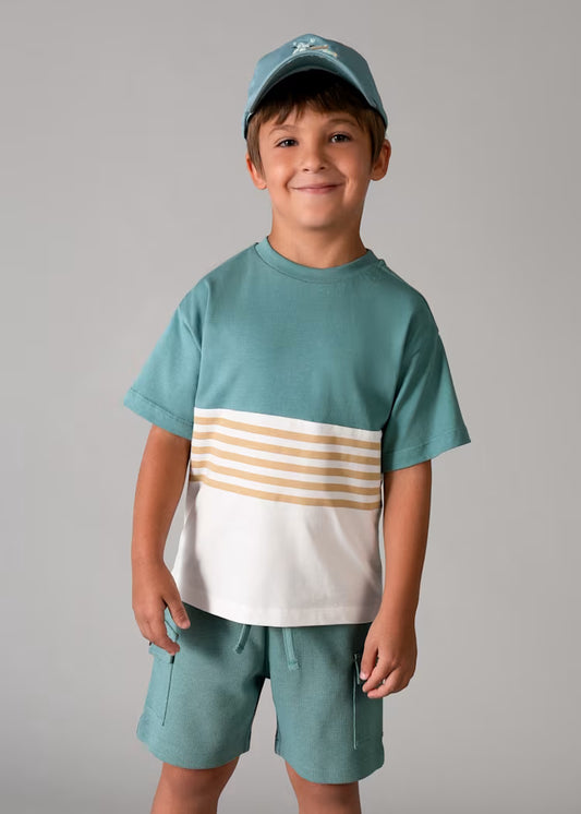 Mayoral 3601 Marine Blue Stripe Tee