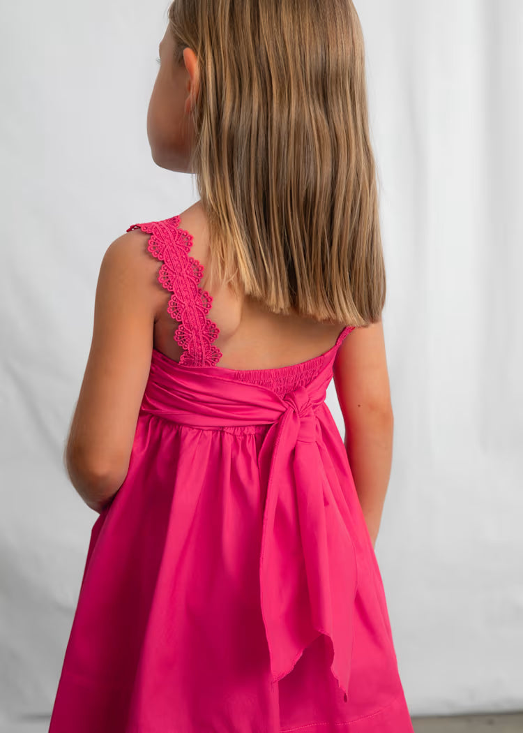 Mayoral 3926 Hot Pink Girl Satin Dress