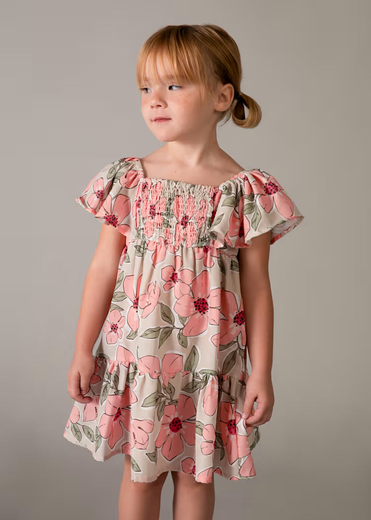 Mayoral 3932 Girl Printed Smocked Dress