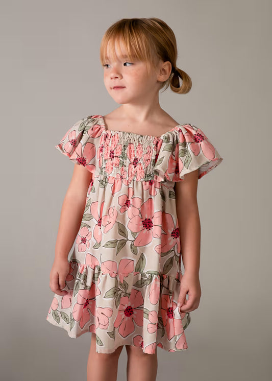 Mayoral 3932 Girl Printed Smocked Dress