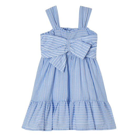 Blue and White Stripe Bow Front Dress