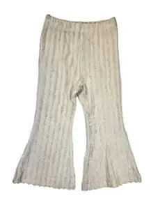 Beige Vertical Stripe Flare Pants