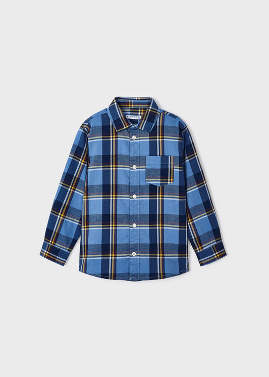 Sky Blue Long Sleeve Checked Shirt