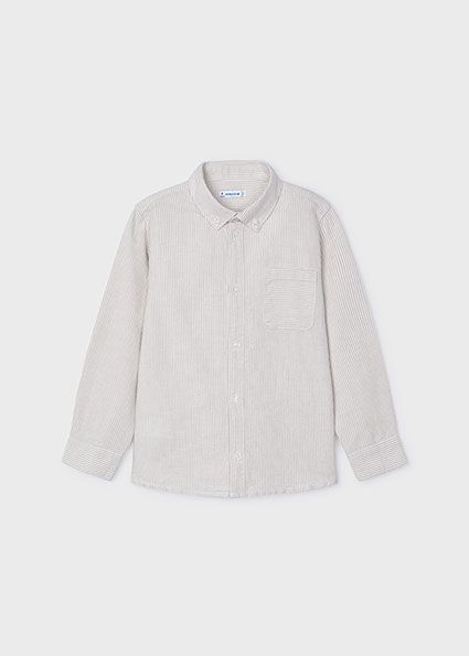 Long Sleeve Khaki Stripe Oxford Shirt