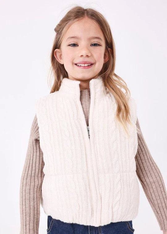 Ivory Sweater Knit Zipper Vest