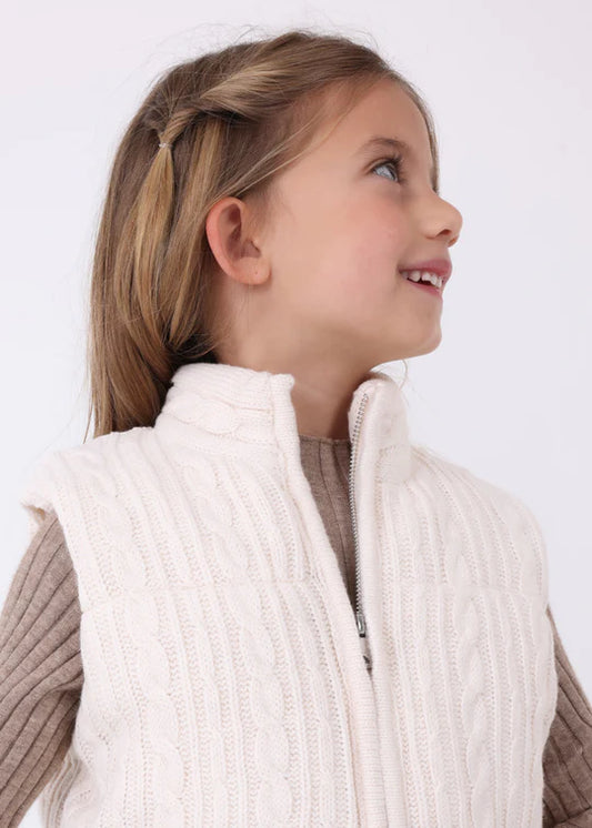 Ivory Sweater Knit Zipper Vest