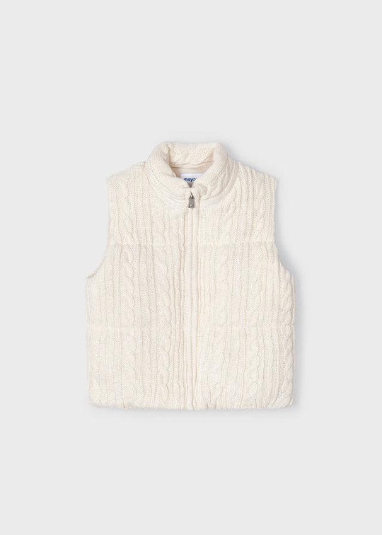 Ivory Sweater Knit Zipper Vest