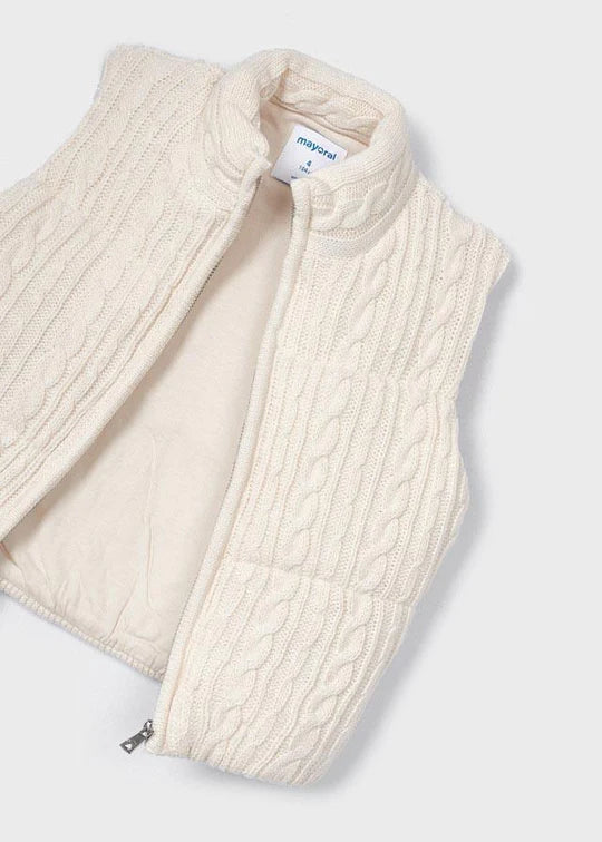 Ivory Sweater Knit Zipper Vest