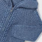 Blue Zip-up Hooded Knit Sweater