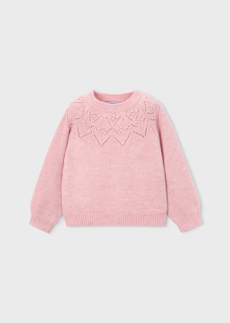 Mayoral 4318 Girl Pink Pointelle Sweater