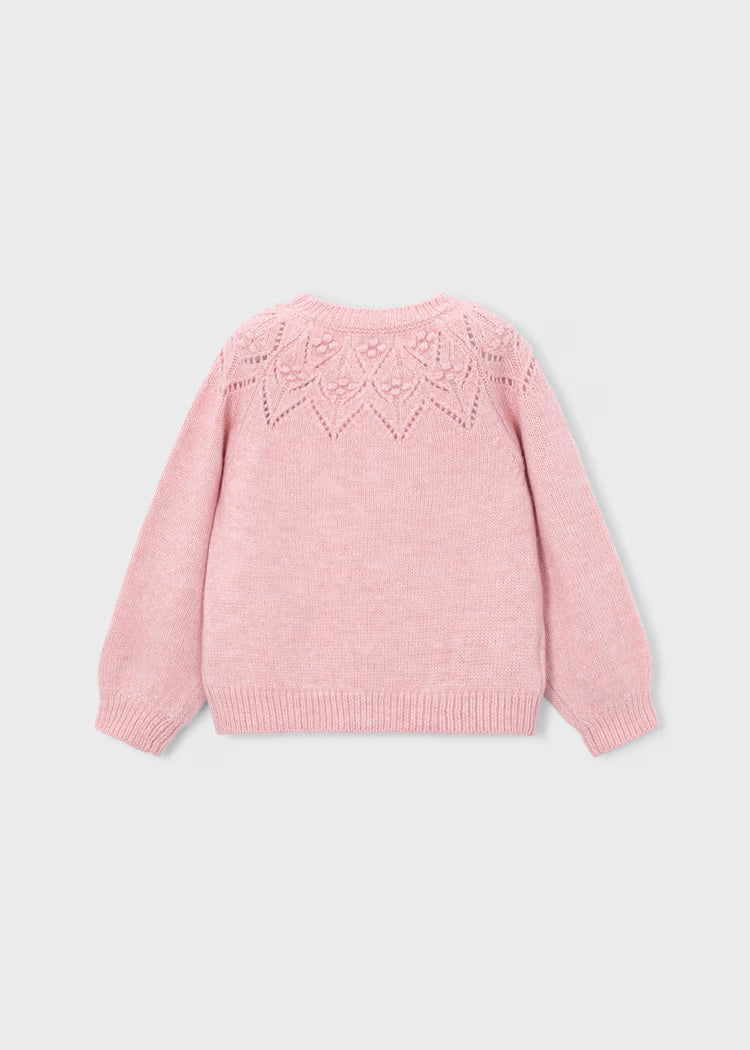 Mayoral 4318 Girl Pink Pointelle Sweater