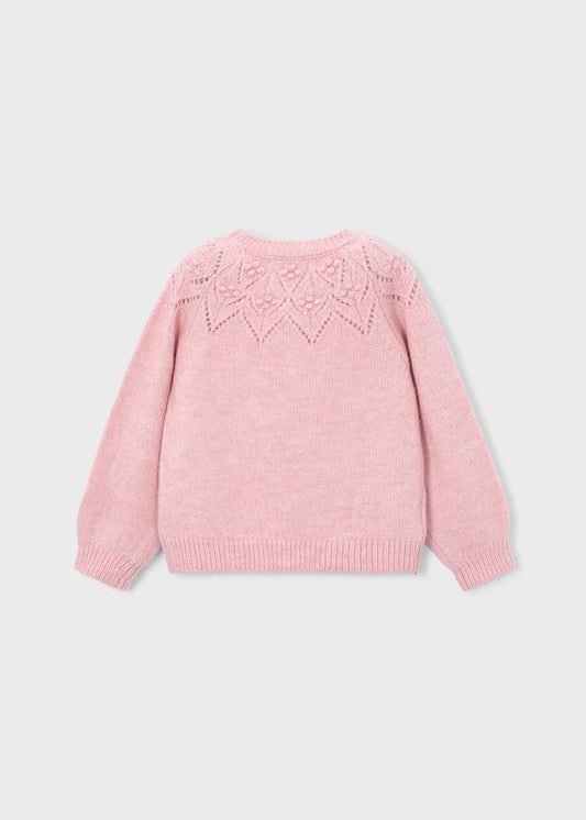 Mayoral 4318 Girl Pink Pointelle Sweater