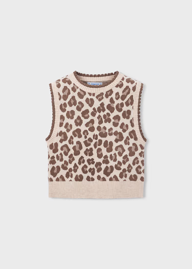 Mayoral 4329 Leopard Print Knit Vest