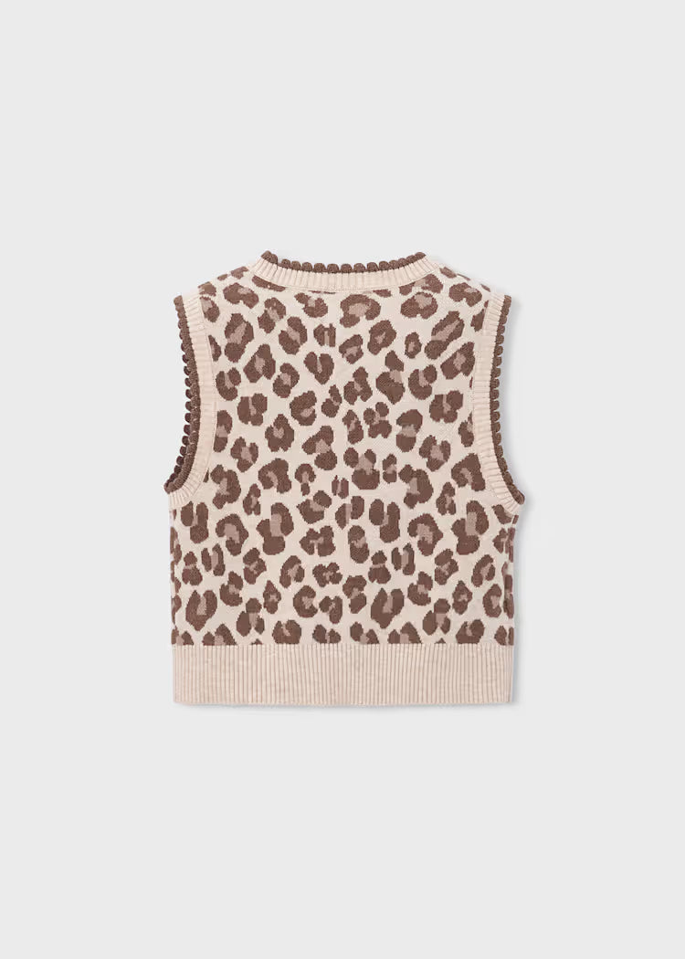 Mayoral 4329 Leopard Print Knit Vest