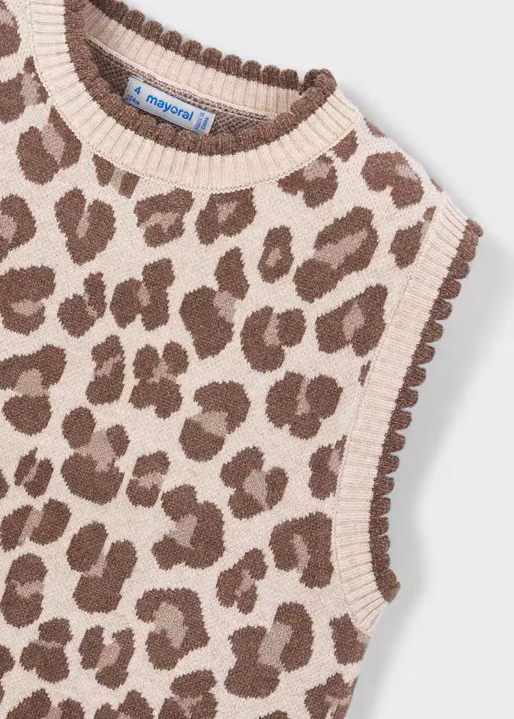 Mayoral 4329 Leopard Print Knit Vest