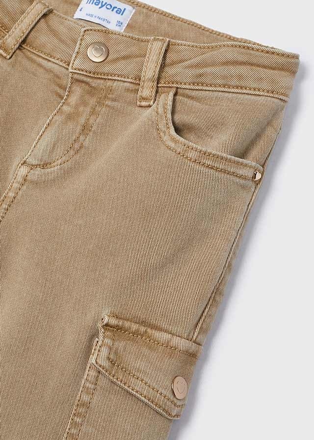 Khaki Flare Leg Cargo Jeans