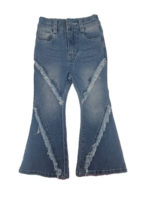 Medium Wash Diagonal Flare Jeans