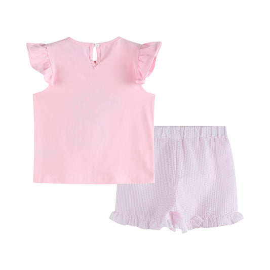 Pink Bunny T-Shirt and Shorts Set