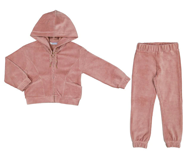 Pink Velour 2pc Jogger Set