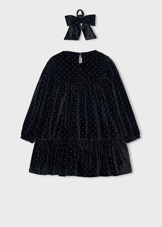 Mayoral 4930 Black Velvet Dress With Scrunchie