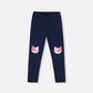 Organic Cotton Jersey Leggings Dark Blue With Cats