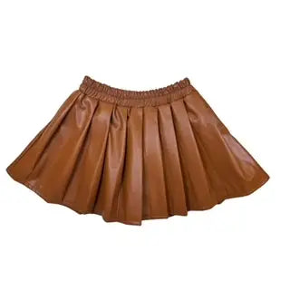 Chocolate Faux Leather Skort