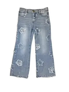 Wide Leg Frayed Star Jeans