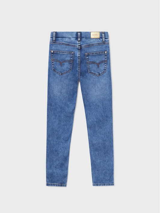 Medium Stone Wash Slip On Stretch Jeans