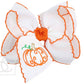 Embroidered Pumpkin Crochet Edge Bow