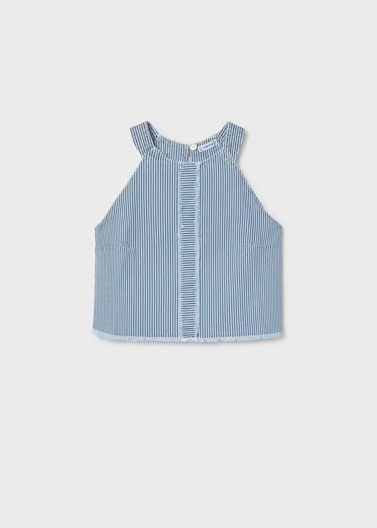 Mayoral 6025 Girl Striped Denim Top