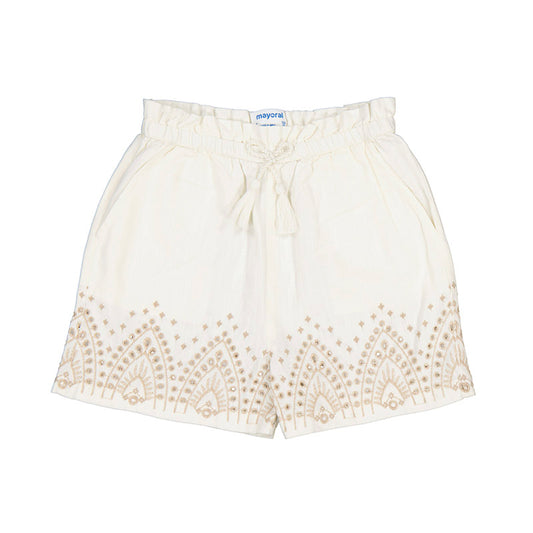 Ivory Shorts with Khaki Lace