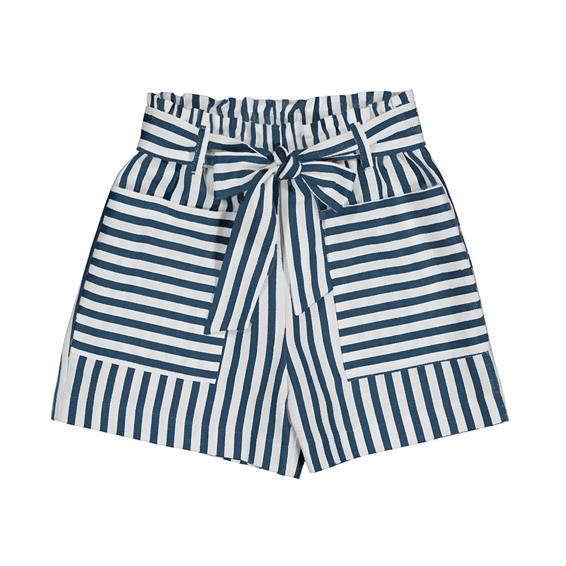 Stripe Paperbag Belted Shorts