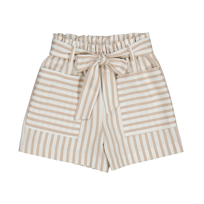 Stripe Paperbag Belted Shorts