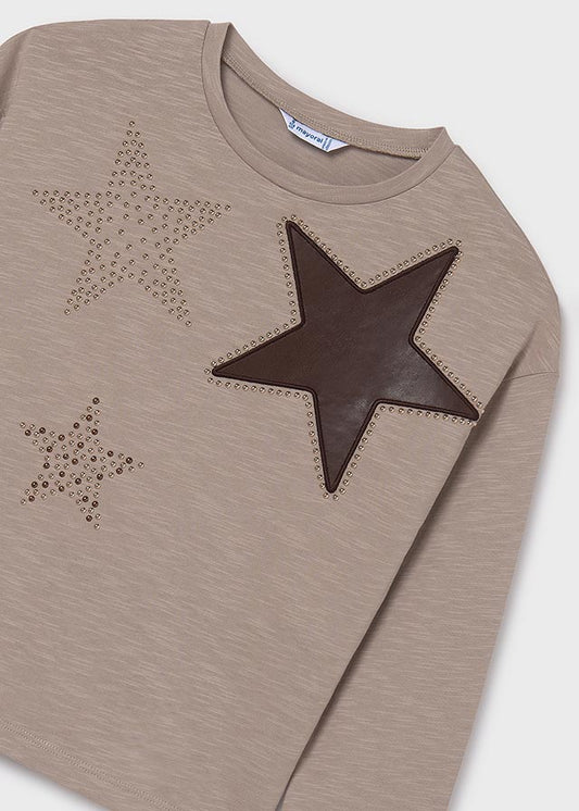 Graphic Tee with Faux Leather Star