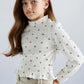 Printed Mock Turtleneck Blouse