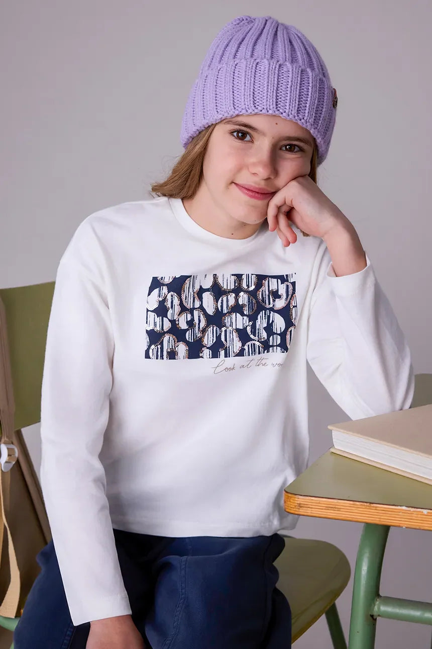 Mayoral 7024 Look At The World Long Sleeve Tee