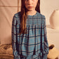 Mayoral 7121 Smocked Chiffon Blouse Blue Plaid