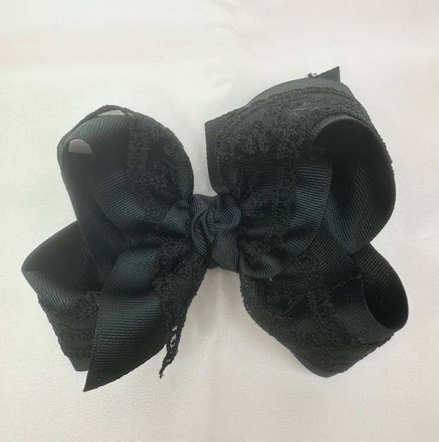 Grosgrain & Lace Layered Hair Bows on Alligator Clip