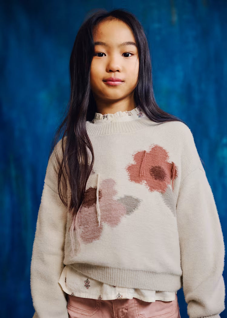 Mayoral 7333 Floral Intarsia Sweater