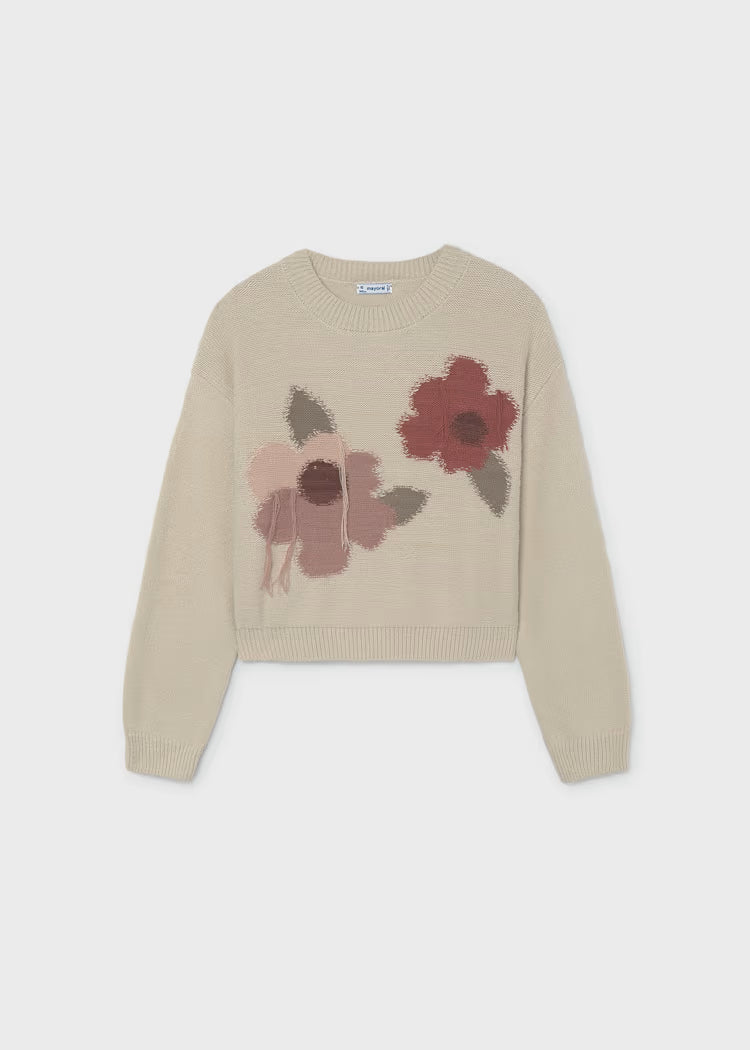 Mayoral 7333 Floral Intarsia Sweater