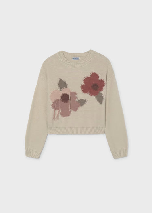 Mayoral 7333 Floral Intarsia Sweater